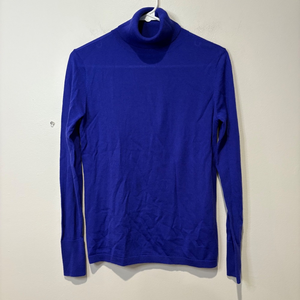 Halogen Womens Royal Blue‎ Wool Blend Turtleneck Sweater Small Lightweight
